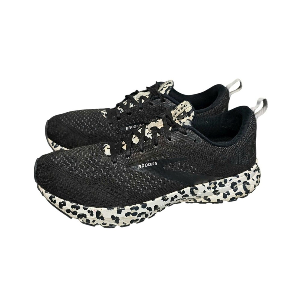 Brooks Revel 4 Running Shoes Womens Size 10 B Black White Snow Leopard Print - Picture 5 of 11